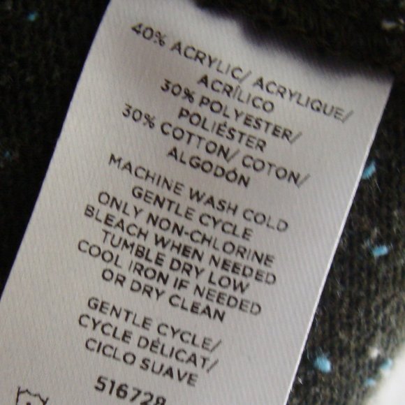 ANN TAYLOR LOFT Olive Green & Aqua Flecked KEYHOLE Back SWEATER Sz SMALL - Picture 6 of 7